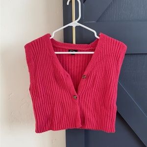 Fuzzy button down tank sweater